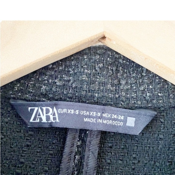 ZARA Black Metallic Button Front Shacket Cardigan - Picture 8 of 8